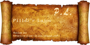 Pillár Lajos névjegykártya